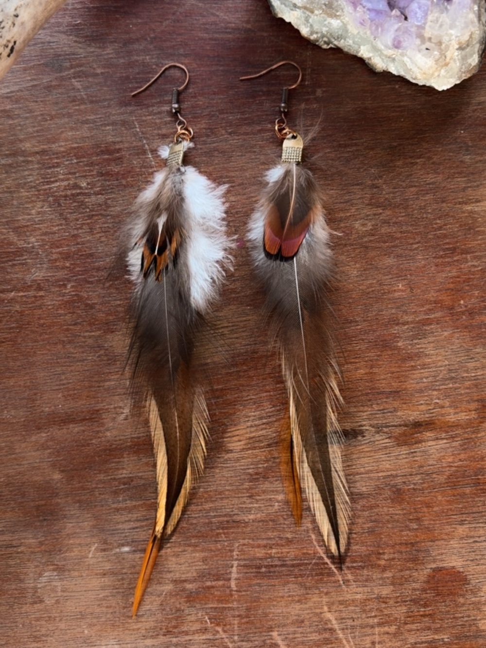 Boho Feather Earrings • Earthy Festival Style • Nature Inspired
